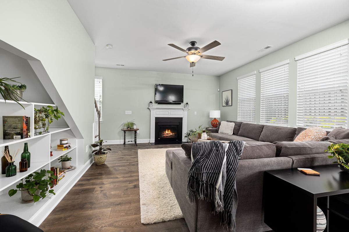 Comfortable living room in a home with central air conditioning