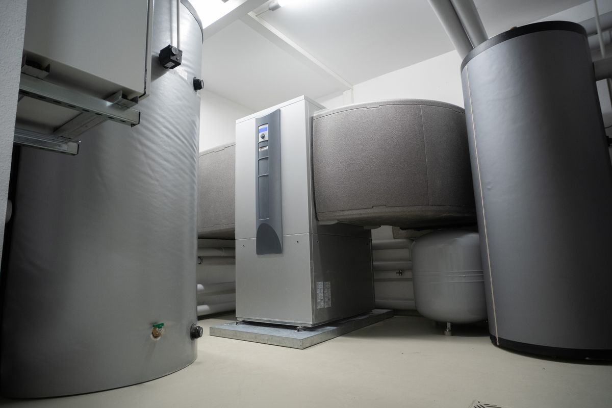 Furnace and mechanical equipment installed in a home utility room